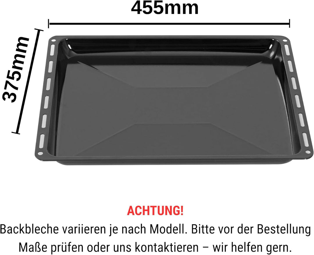 ICQN Backblech 455 x 375 x 30 mm Set, 2er Emaillierte Fettpfanne für Backofen und Herd, Passend für
