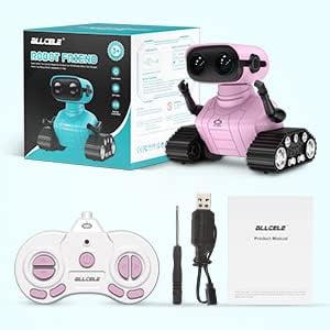 ALLCELE Roboter Kinder Spielzeug, Wiederaufladbares Ferngesteuertes Roboter Spielzeug mit LED-Augen