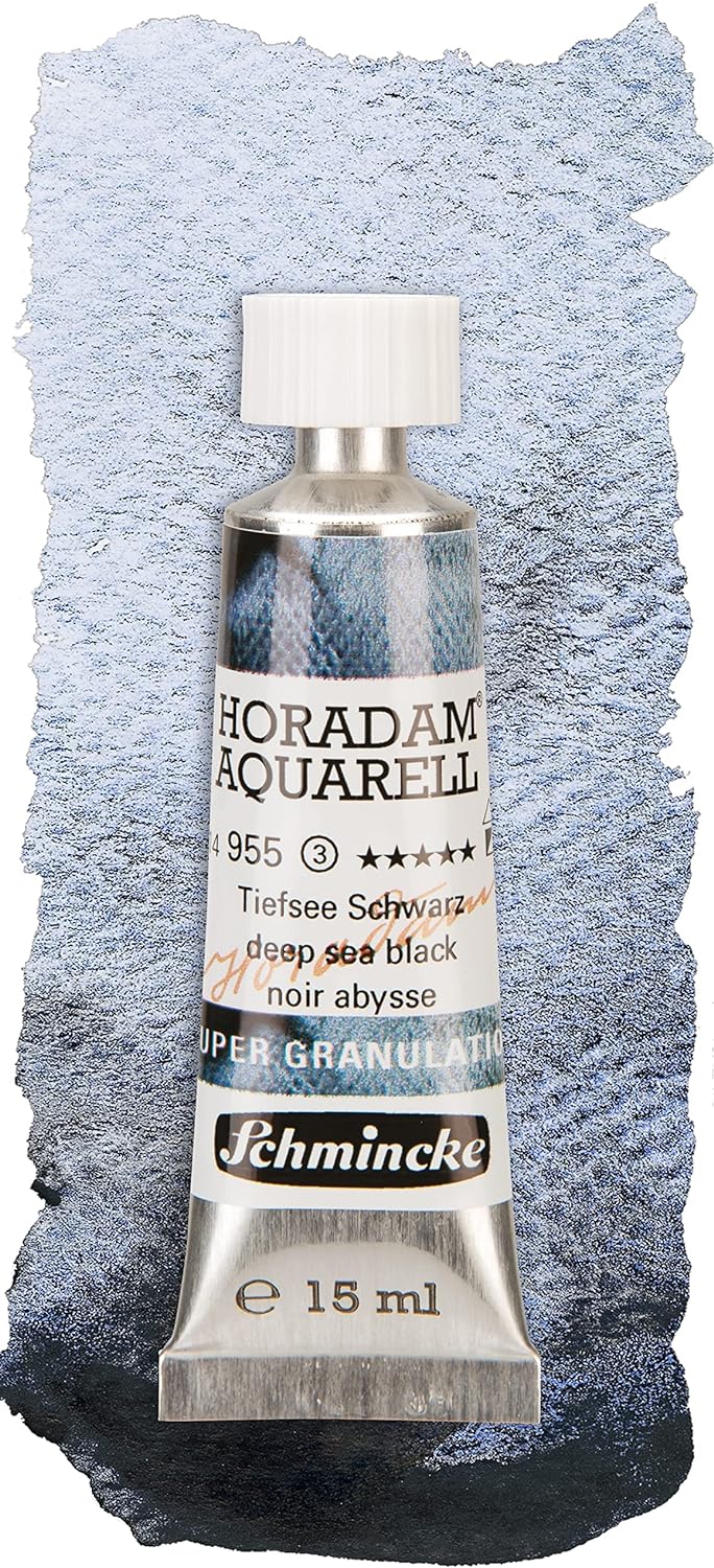 Schmincke – HORADAM® AQUARELL, Super Granulation Set Tiefsee, 5 x 15 ml-Tuben, 74 841 097, Holzkaste