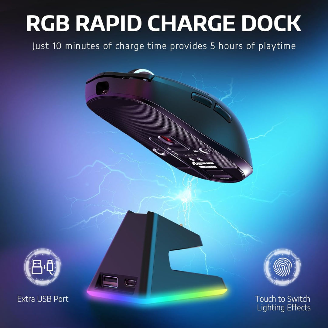 VGN Game Power Attack Shark X6 Superlight Kabellose Gaming-Maus mit RGB Ladestation, 49g Ultraleicht