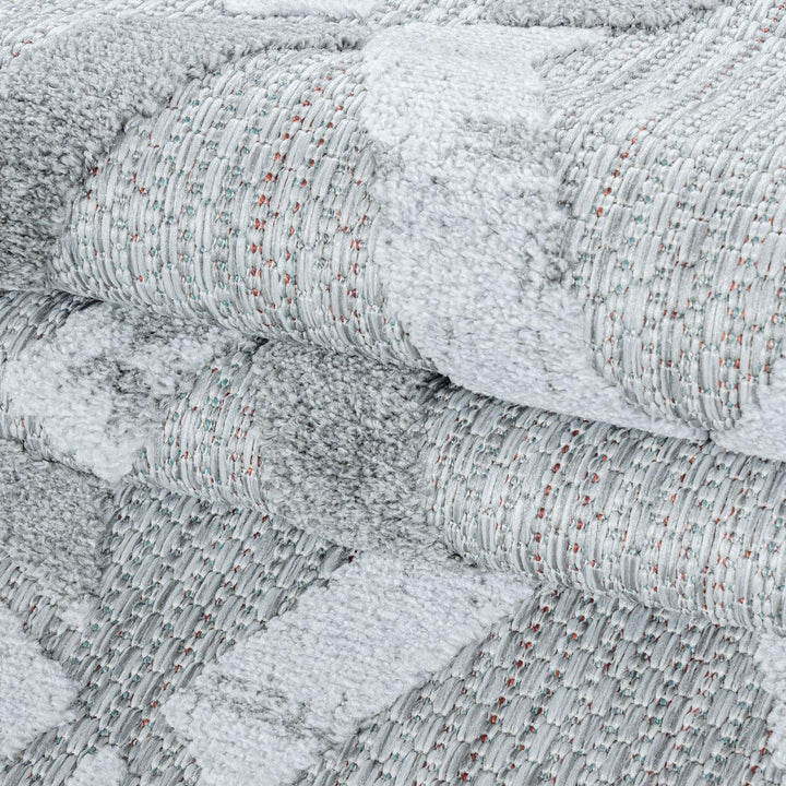 Carpetsale24 Outdoor Teppich Modern, Rauten Boho Design Teppich 3D Optik, Rechteckig, Grau Farbe, Ho
