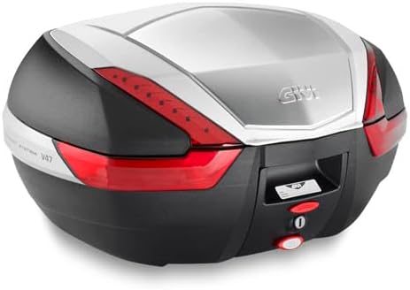 Givi V47 Monokey Topcase mit Alu Blende und roten Reflektoren TU EU Schwarz, TU EU Schwarz