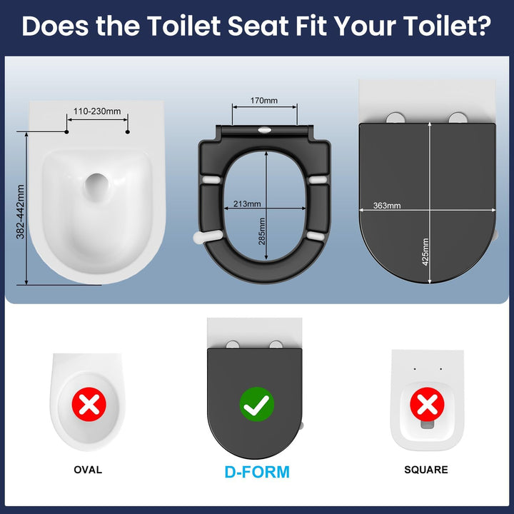 YEAUPE PRO WC Sitz mit Absenkautomatik D-Form [KURZ], Toilettendeckel mit Puller Lid, Toilettensitz