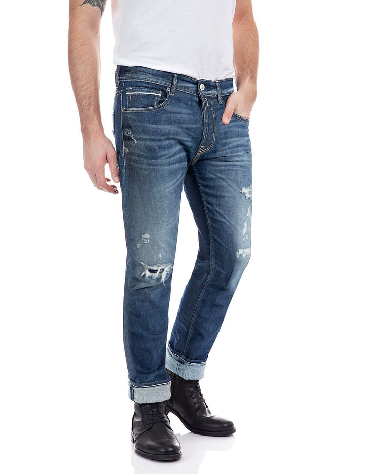 Replay Herren Jeans Grover Straight-Fit Bio 27W / 32L Medium Blue 009-3, 27W / 32L Medium Blue 009-3