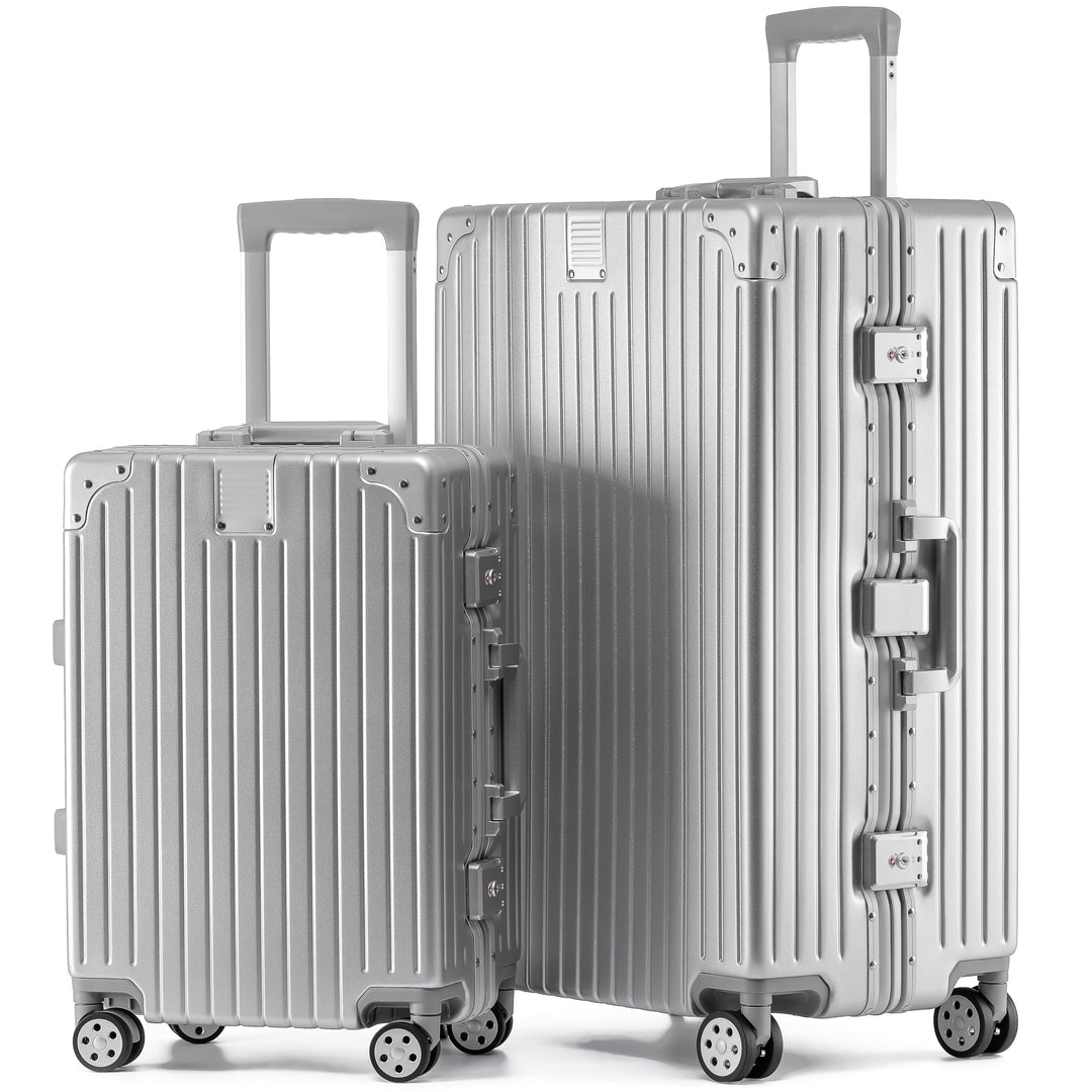 KOFA Zurich Kofferset 2 Teilig, M-55cm & XL-75cm Alu-Rahmen & Polycarbonat-Hartschale, Carry-on + Ch