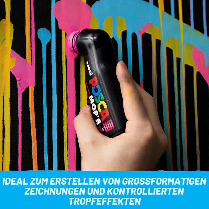 POSCA uni-ball 183208 - POSCA Marker MOP´R PCM-22, 8er Set, runde Stempelspitze 3 - 19 mm, ergonomis