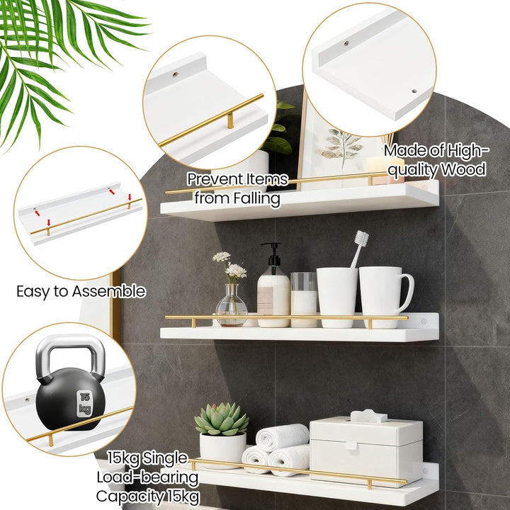 3er Set Wandregal Weiss wand regale Holz Schweberegal 40x15cm regalbrett Weiss holzregal wand Wandbo