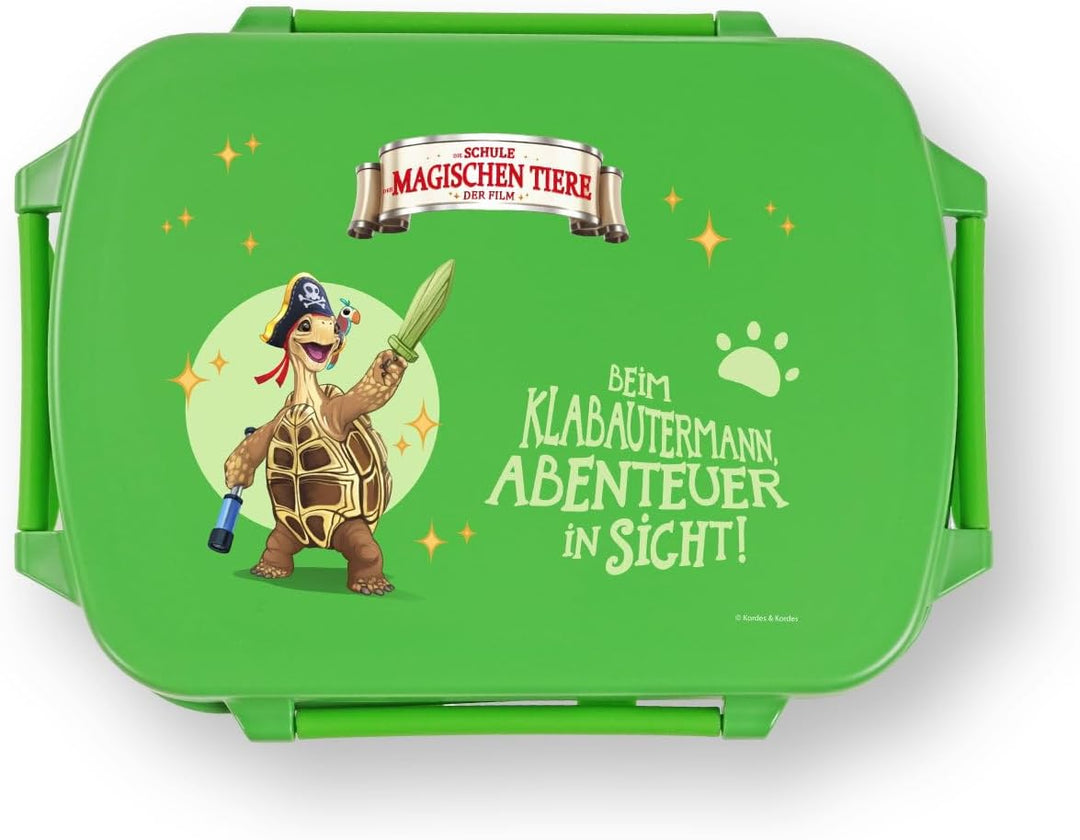 AWAVE Die Schule der Magischen Tiere Brotdose Kinder mit Fächern rPET Grün Henrietta Snackbox 1 L mi
