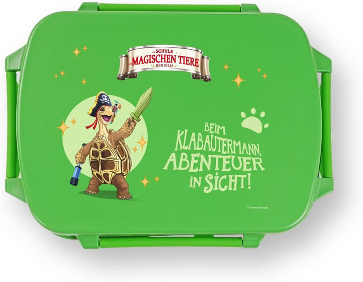 AWAVE Die Schule der Magischen Tiere Brotdose Kinder mit Fächern rPET Grün Henrietta Snackbox 1 L mi