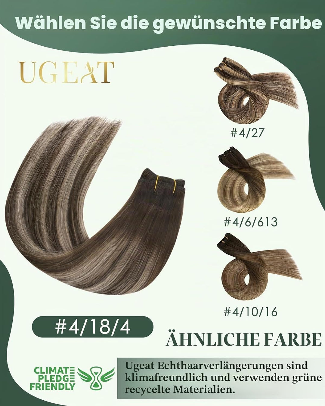 Ugeat Weft Extensions Echthaar Aschblond Balayage Tressen Extensions Echthaar Ombre Bunkelbraun Echt