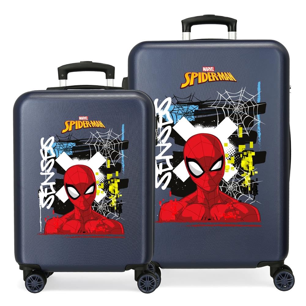 Joumma Marvel Graffity of Spiderman Kofferset Blau 55/65 cm Starres 6 kg Seitenkombinationsschloss A