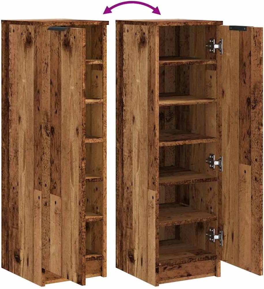 vidaXL Schuhschrank Altholz-Optik 29,5x35x100,5 cm Holzwerkstoff, Schuhe Aufbewahrung, Schuhregal, S