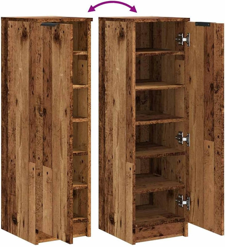 vidaXL Schuhschrank Altholz-Optik 29,5x35x100,5 cm Holzwerkstoff, Schuhe Aufbewahrung, Schuhregal, S