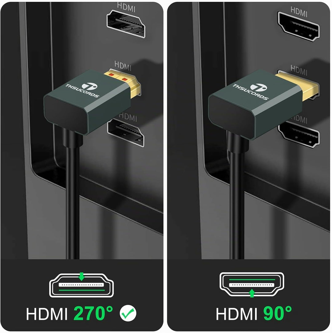 Thsucords Ultradünnes 8K HDMI Winkelstecker 2.1 90 Grad Abwärtswinkelkabel 3M,Flexibles Schlankes Ho