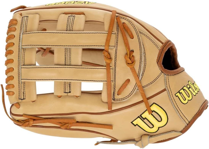WILSON A200 Baseballhandschuh-Serie Linke Hand Wurf 32,4 cm (12,75 Zoll) Blond/Saddle Tan – Standard