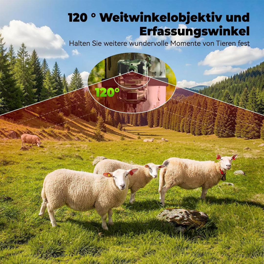 4G LTE Solar Wildlife Camera mit SIM Karte, Wildkamera mit handyübertragung app, Wildtierkamera mit