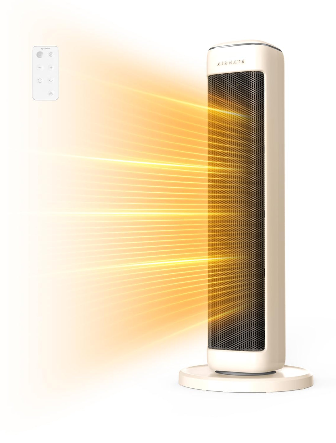 AIRMATE 63cm Heizlüfter Energiesparend, Keramik Heizlüfter Leise, 80° Oszillierend Heizung und Therm