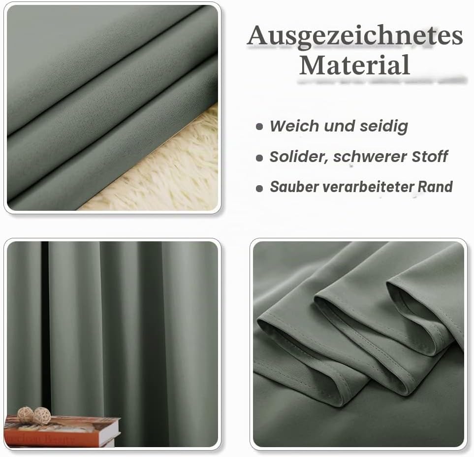 PONY DANCE Thermovorhang Kälteschutz Winter Abdunkelnde Vorhänge mit Kräuselband 2er Set H 175 x B 1