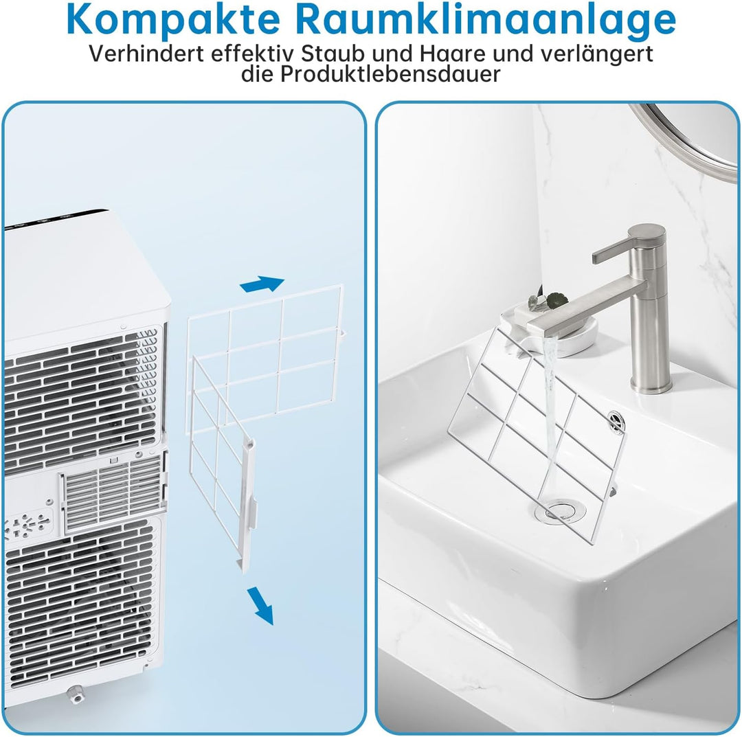 7000 BTU Mobile Klimaanlage, KüHlen, Entfeuchten, 2 Stufen LüFter, Leiser Schlafmodus + Fensterabdic