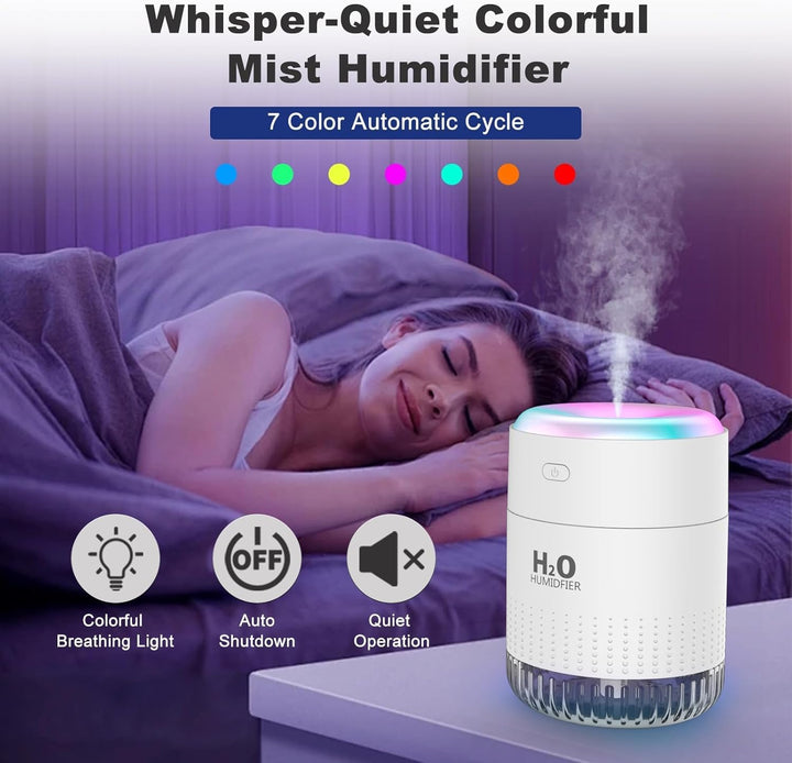 Small Humidifiers,Portable Desk Humidifiers,Luftbefeuchter,Desktop Leiser Mini Luftbefeuchter mit 7