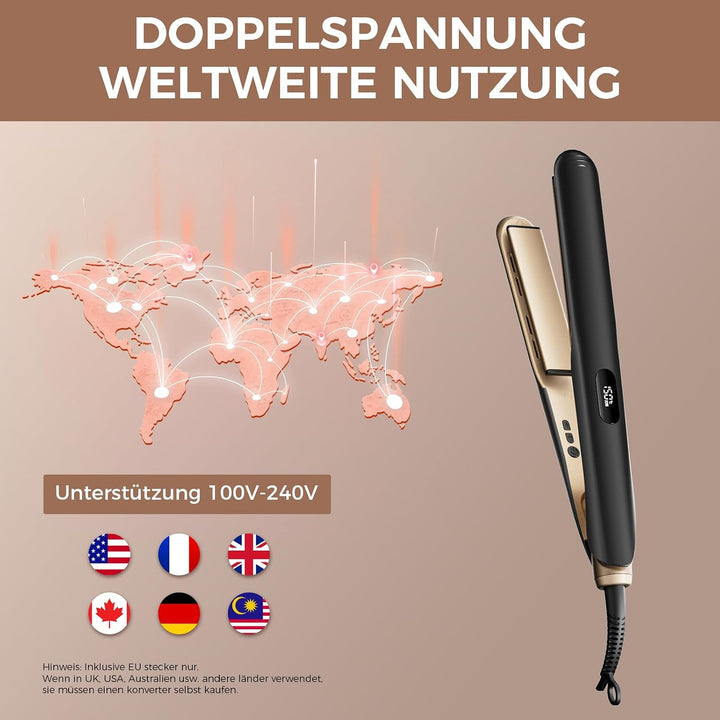Glätteisen Haarglätter Reise Locken Glätten Ionische 120-230℃ | 5 Einstellbare Temperatureinstellung