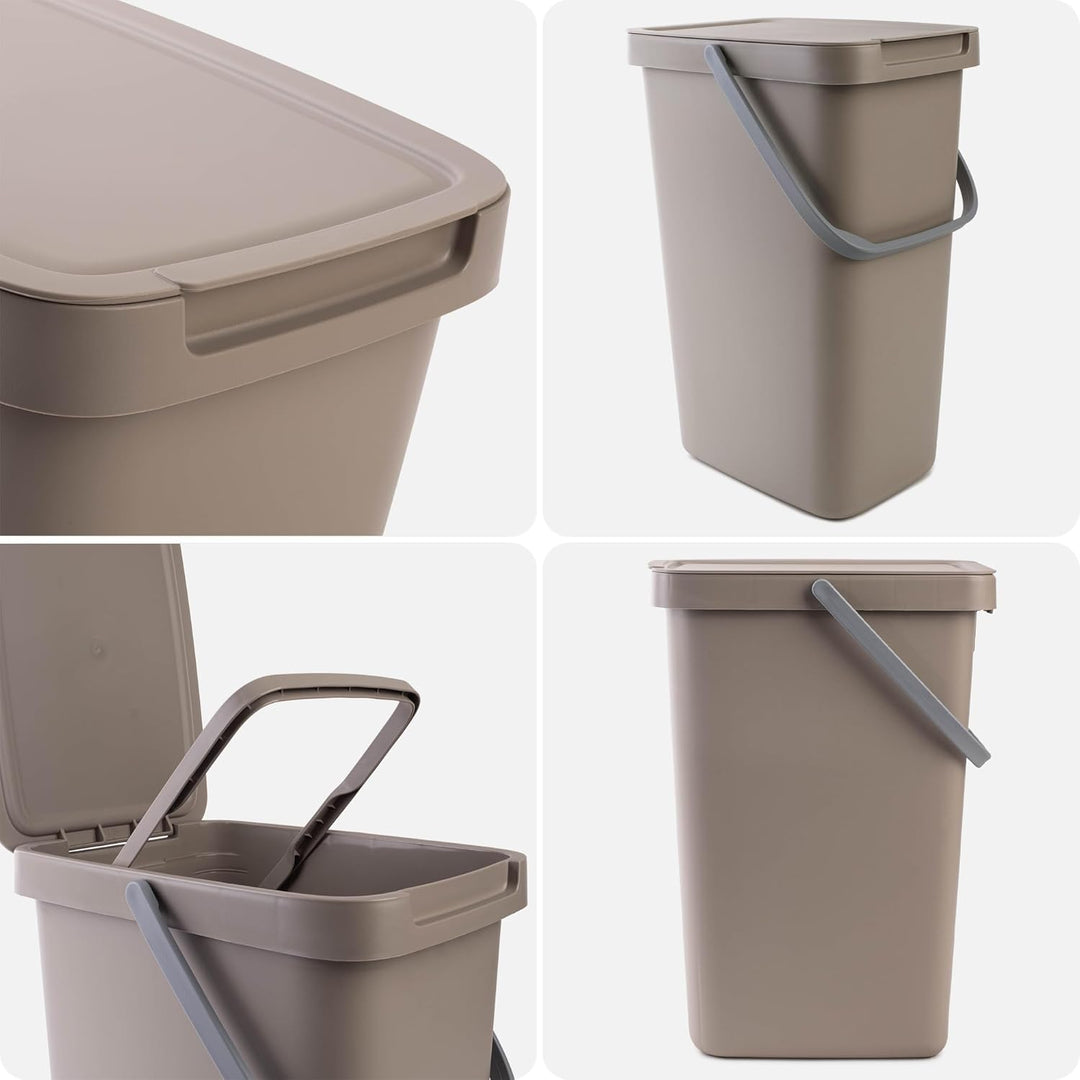 KADAX Abfallbehälter 12L, 4er Set, Abfalleimer aus Plastik mit Deckel und Griff, Mülleimer für Müllt