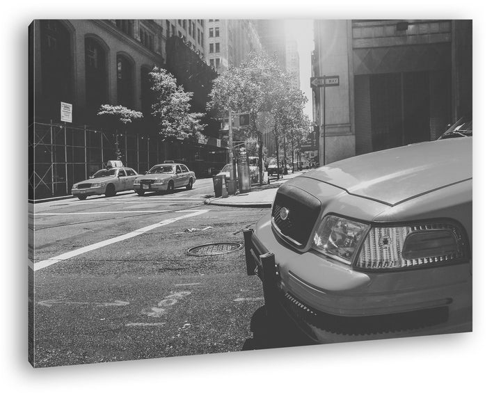 deyoli klassische Taxis in New York Effekt: Schwarz/Weiss Format: 80x60 als Leinwandbild, Motiv fert