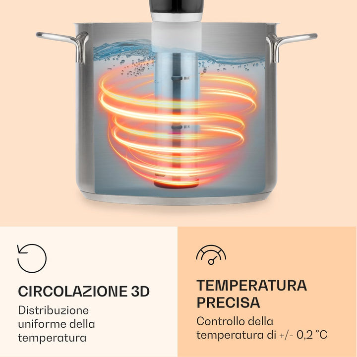 Klarstein Quickstick- Sous-Vide Garer, Präzisionskochtopf, Schongarer, 1300 Watt, Timerfunktion, 3D