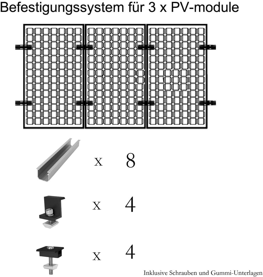 Solarpanel Halterung Kit und Zubehör Schwarz Eloxiert,Halterung für Solarmodule,Befestigungsschiene1