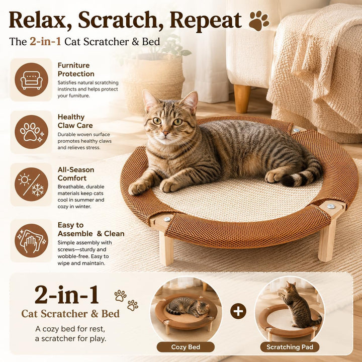 Kratzbrett Katzen,2-in-1 natürliches Jute-Katzenkratz-Kratz-Pad, Katzenliege, Kratzmöbel für alle Ka