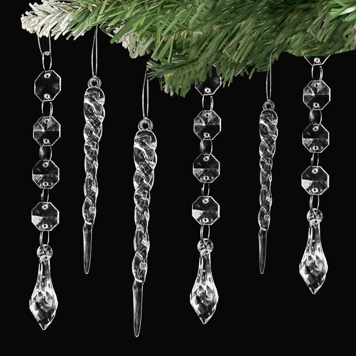 36 Stück Christbaumschmuck Eiszapfen Deko Weihnachtsbaumschmuck Glas Eiszapfen Anhänger Baumschmuck