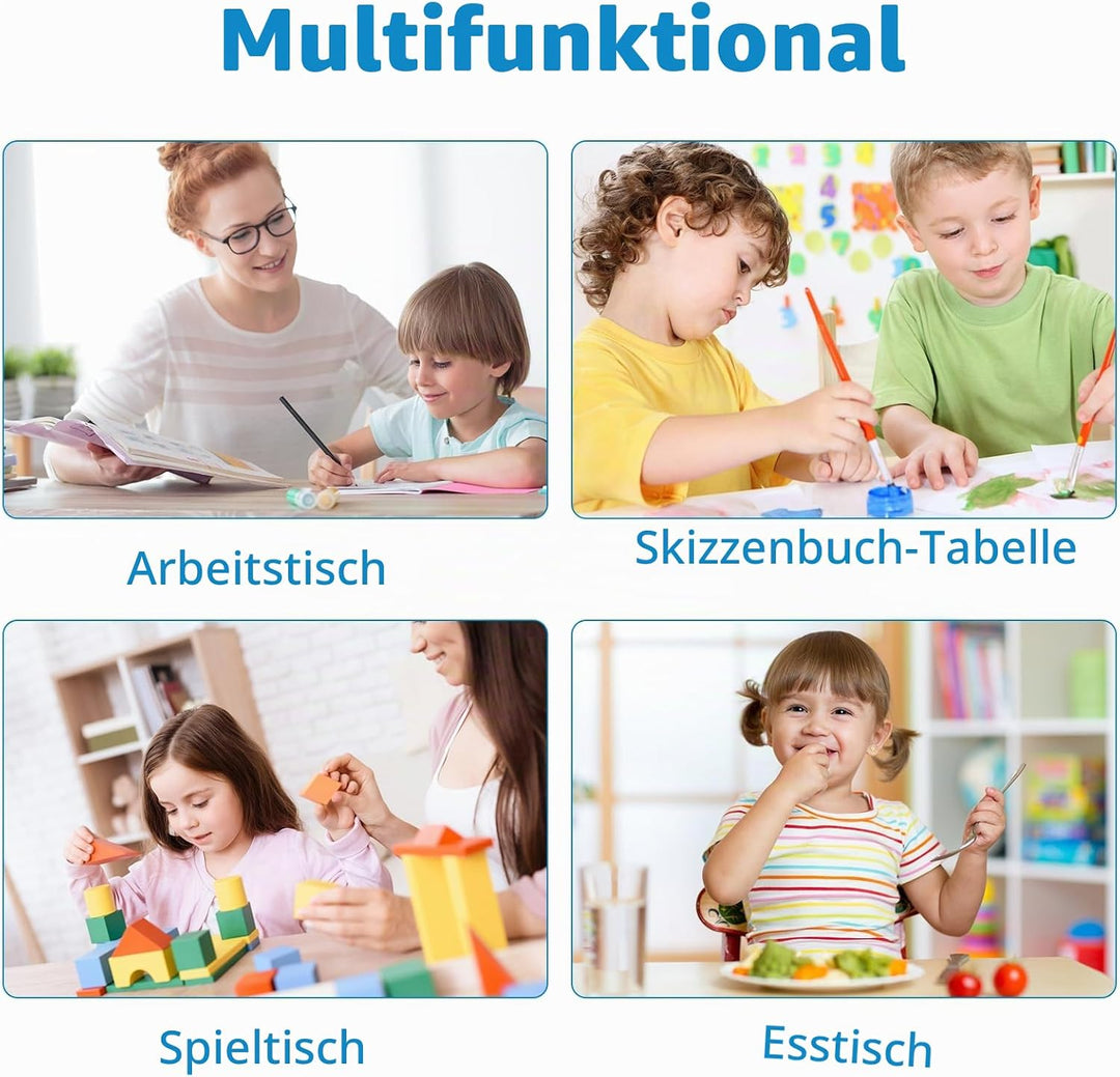 MAMIZO Kindertisch mit 4 Stühlen, Kindertischgruppe Höhenverstellbar, Tisch Stuhl Set für Kindergart