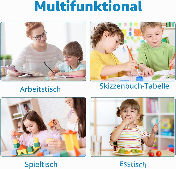MAMIZO Kindertisch mit 4 Stühlen, Kindertischgruppe Höhenverstellbar, Tisch Stuhl Set für Kindergart