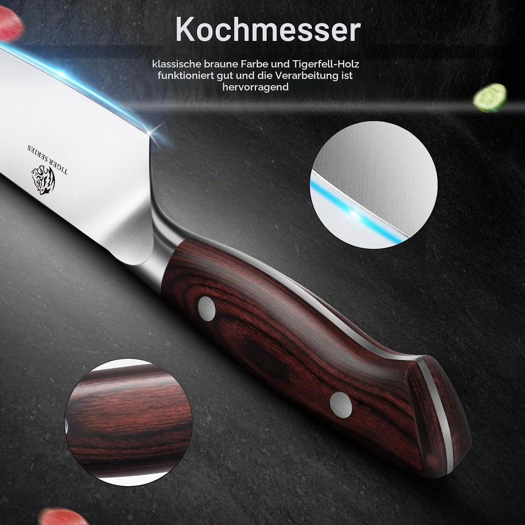 DDF iohEF Küchenmesserset 3 tlg, Messerset Santoku Meser Kochmesser Schälmesser Gemüsemesser Obstmes
