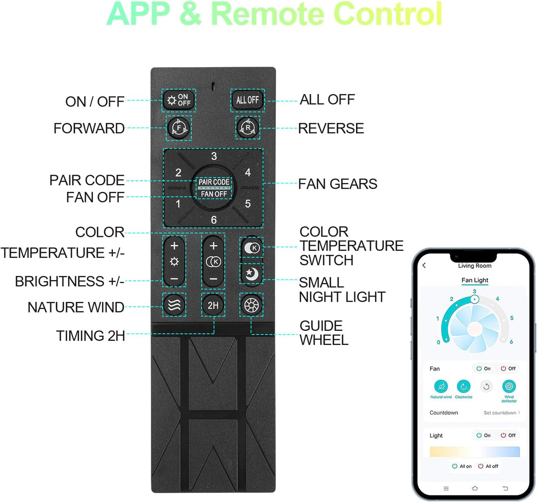 Jopassy Deckenventilator mit Beleuchtung 80W, Ø55cm LED Deckenleuchte Dimmbar mit Ventilator und Fer