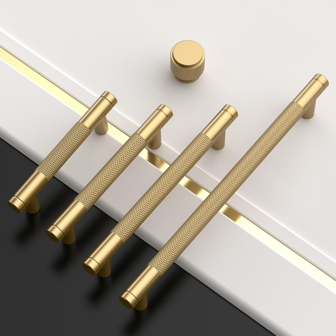Amerdeco 10 Stück Champagner Bronze Schrankgriffe 192mm Lochabstand, Aluminium Griffe für Küchenschr