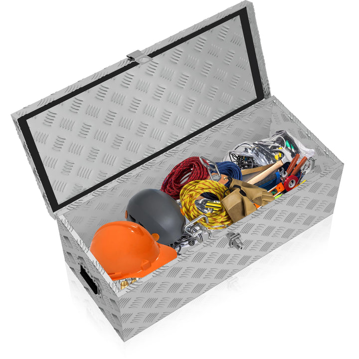 FIVMEN Alubox mit Deckel Aluminium Transportbox Werkzeugkasten mit Schloss & Schlüsseln & Griff Werk