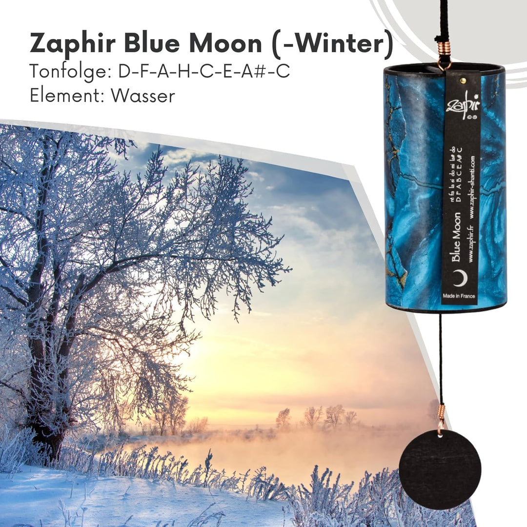 Zaphir Klangspiel Blue Moon Winter Shanti | Handgefertigtes Windspiel für Yoga, Meditation und Raumr