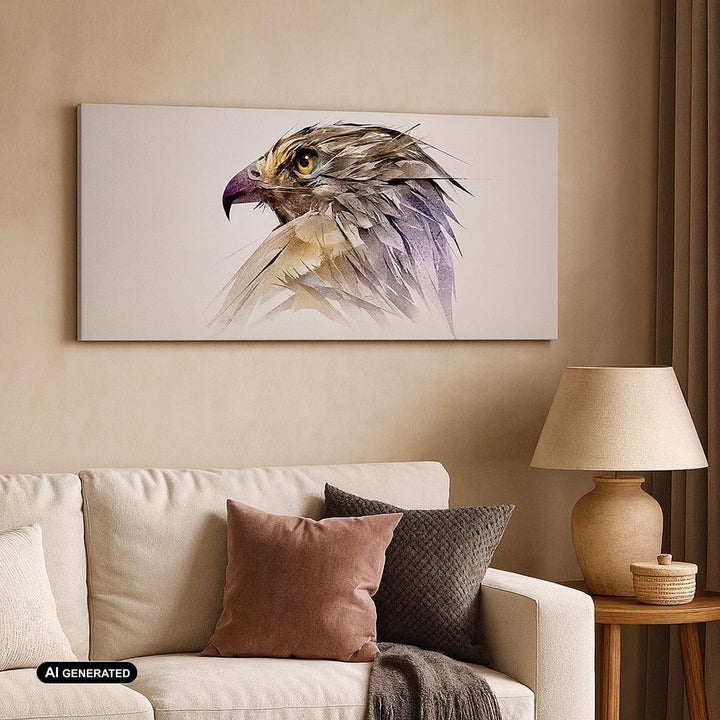 Panorama Bilder auf Leinwand 100x40cm Leinwandbild Adler Vogel Feder Gross Wanddeko Bild Schlafzimme