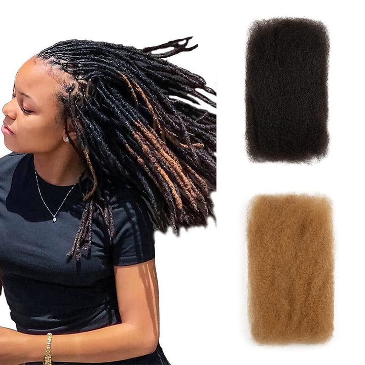 FASHION IDOL Afro Kinkys Bulk Echthaar für Dreadlock Extensions 10 Zoll 1 Packung 50 Gramm natürlich