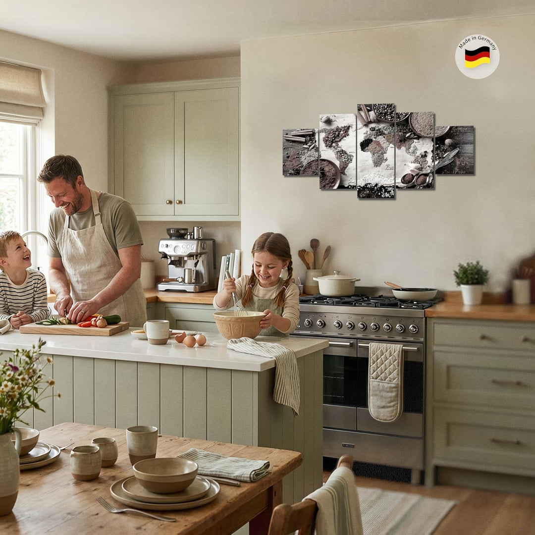 Runa Art Wandbilder Küche Gewürze 5 Teilig Bild auf Vlies Leinwand Deko Esszimmer Küchenbilder Küche