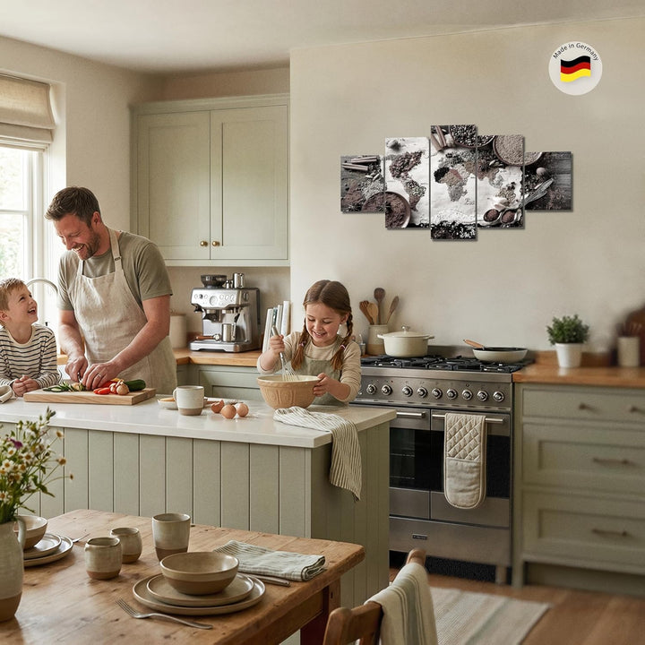 Runa Art Wandbilder Küche Gewürze 5 Teilig Bild auf Vlies Leinwand Deko Esszimmer Küchenbilder Küche
