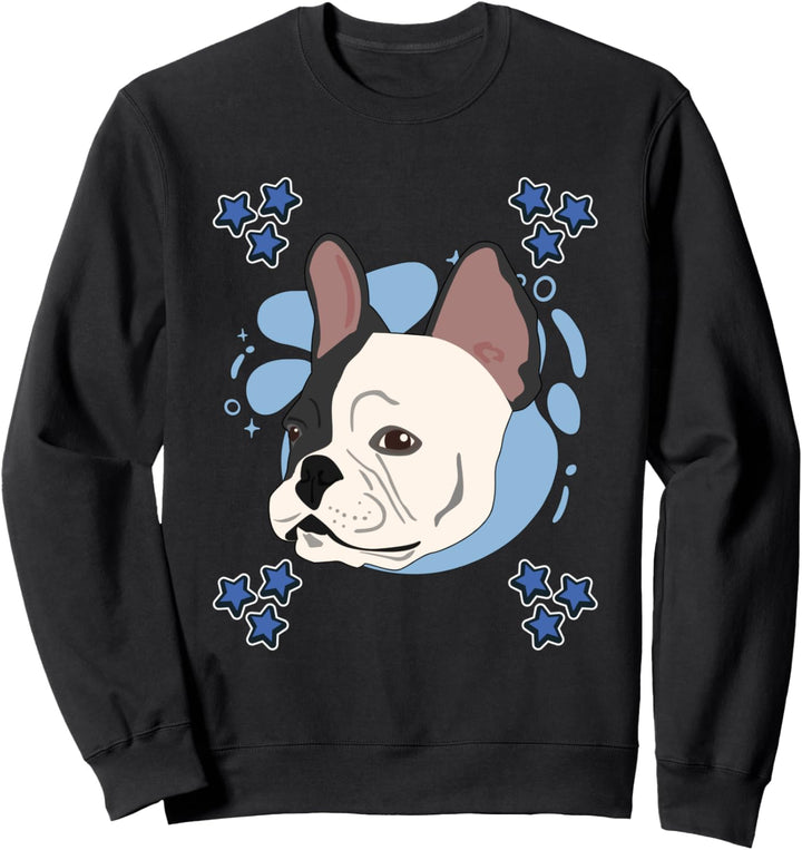 Frenchie Zeichnung Sterne Jungen Französische Bulldoggen Sweatshirt