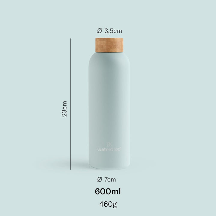 waterdrop® Edelstahl Trinkflasche 600ml - auslaufsichere Trinkflasche Kohlensäure geeignet & BPA fre