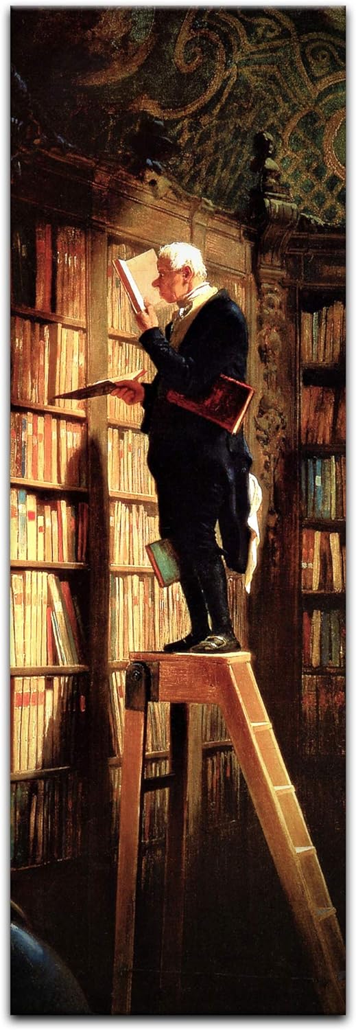 Bilderdepot24 Bild auf Leinwand | Carl Spitzweg Der Bücherwurm in 40x120 cm als Wandbild | Wand-deko