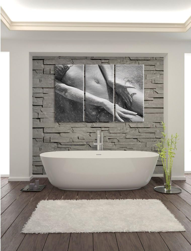 Pixxprint Sexy Frau im Bikini am Strand als Leinwandbild/Grösse: 3 Teilig (120x80) cm/Wandbild/Kunst