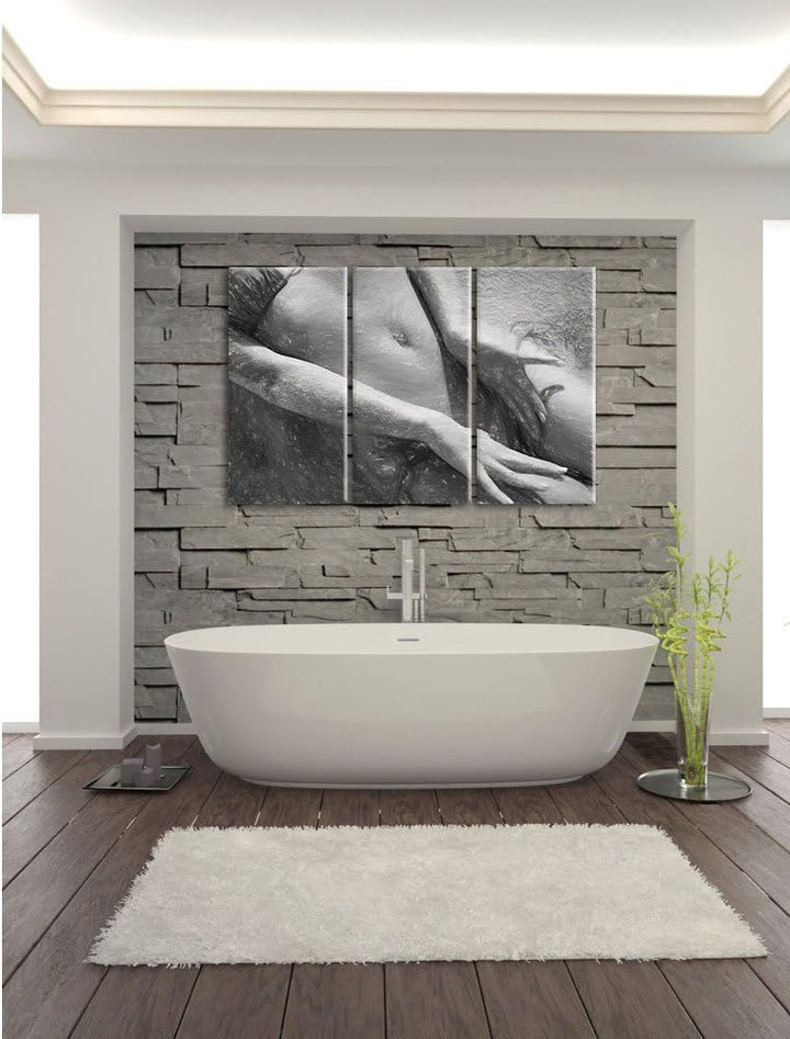 Pixxprint Sexy Frau im Bikini am Strand als Leinwandbild/Grösse: 3 Teilig (120x80) cm/Wandbild/Kunst