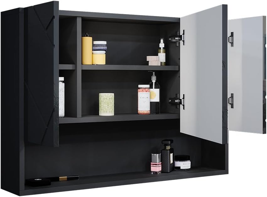 Vicco Bad Spiegelschrank Irma, Anthrazit Hochglanz, 80 x 55 cm