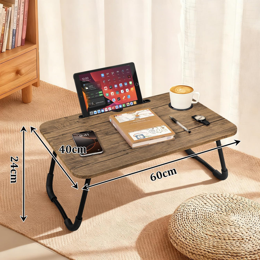 Laptop-Betttisch Tablett Lap Desk Kleiner Laptop-Schreibtisch aus Holz mit klappbaren Beinen und Bec
