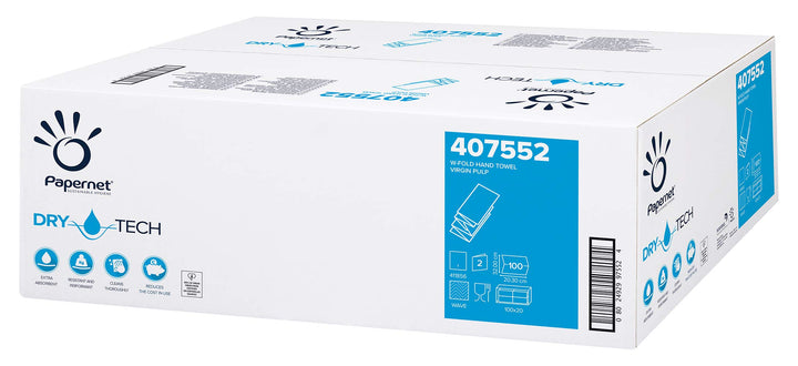 Papernet 407552 DRYTECH W Falz Falthandtücher, Zellstoff, Wave Prägung, 2-Lagen, Weiss (VE 2000 Stue